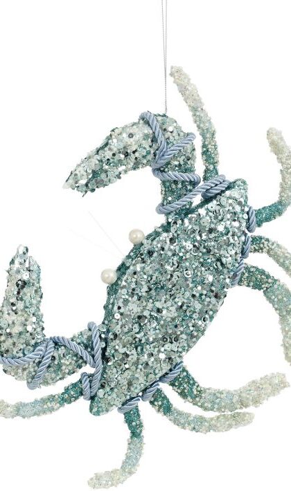 Beaded Crab Ornament - 11.5 Inches, Set of 6