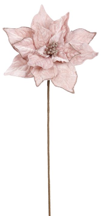Velvet Poinsettia Pick - 20 Inches, Set of 12