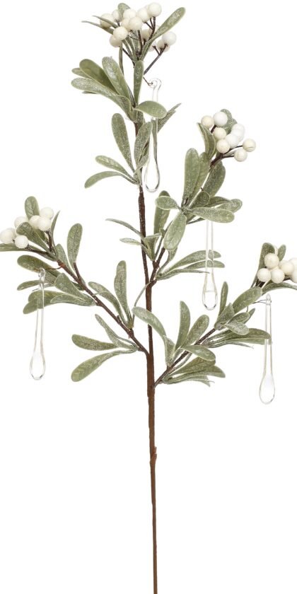 Frosted Mistletoe Spray - 27.5 Inches, Set of 12