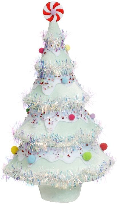 Peppermint Tinsel Tree - 13 Inches, Set of 2
