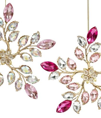 SnowFlake Jewel Ornament, Set of 2 - 6 Inches