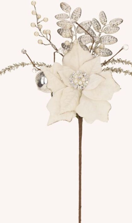 Multi Jeweled Poinsettia Spray -22 Inches, Set of 8