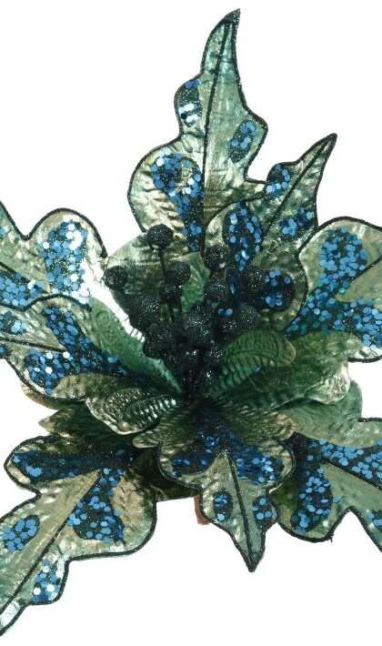 Peacock Poinsettia Clip - 5 Inches