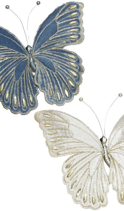 Jeweled Butterfly Clip, Assortment of 2 - 7X2 Inches, Set of 12