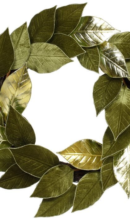Shiney Magnolia Leaf Wreath -16 Inches