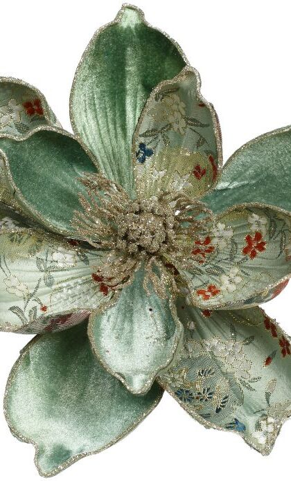 Glittered Pattern Magnolia Clip - 7X5 Inches, Set of 12