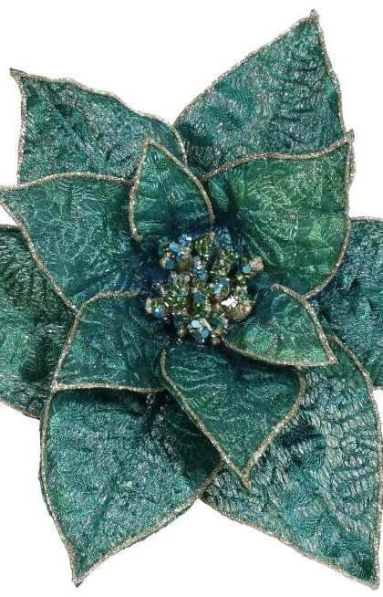 Glittered Poinsetta Clip - 8X4 Inches, Set of 12