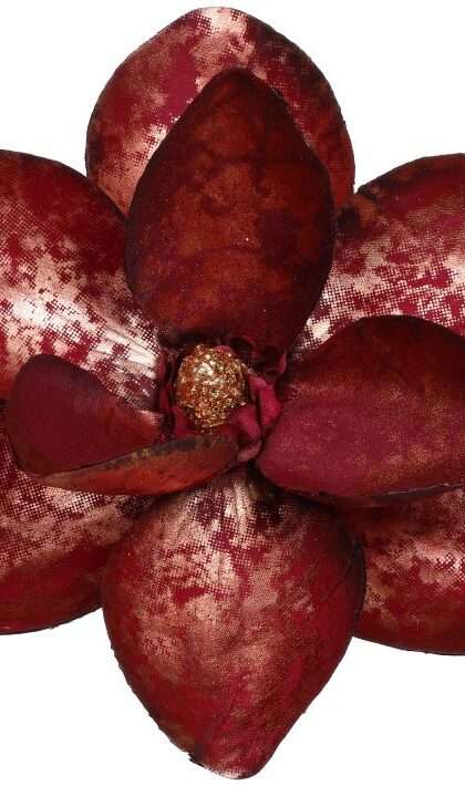 Christmas Magnolia With Clip - 5 Inches, Set of 12