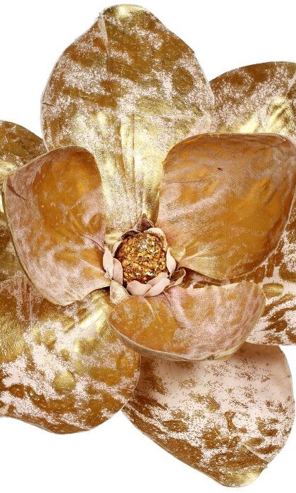 Christmas Magnolia With Clip - 5 Inches, Set of 12