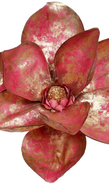 Christmas Magnolia With Clip - 5 Inches, Set of 12