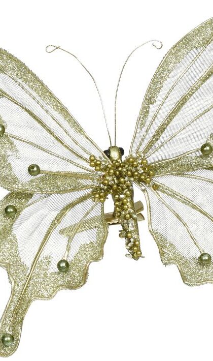 Glittered Butterfly With Clip -  7X2.5 Inches, Set of 12