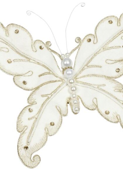Pearl Butterfly With Clip - 10X3 Inches, Set of 12