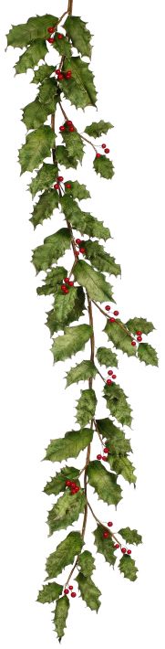 Glittered Holly Leaves Garland - 72 Inches, Set of 2
