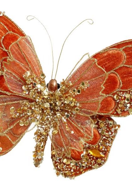 Glitter Bead Butterfly on Clip - 7X2 Inches