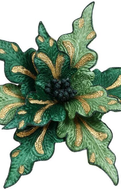 Glitter Poinsettia Clip On - 12X4 Inches