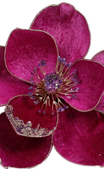 Elegant Glitter Magnolia – 4.5 Inches, Set of 12