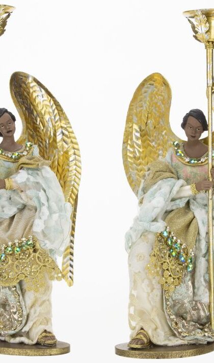 African American Kneeling Angel, Assortment of 2 - 18 Inches