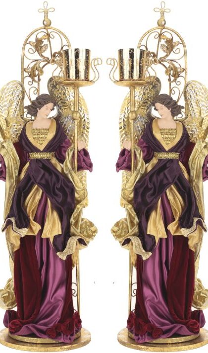 Standing Angel with Crechet, Set of 2 - 26 Inches