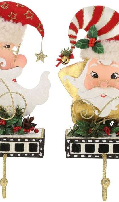 Moon and Star Stocking Holder,  - 10 Inches, Set of 2