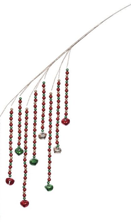 Hanging Christmas Bells Spray - 25 Inches, Set of 12