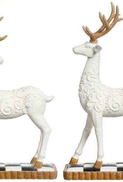 17" DEER ON PLAID BASE
