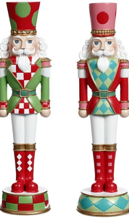 Checkered Nutcracker, Red and Green,  - 13 Inches, Set of 2