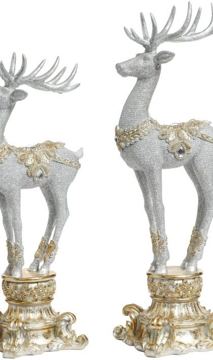 Beaded Deer on Pedestal, Assortment of 2 -18-22 Inches
