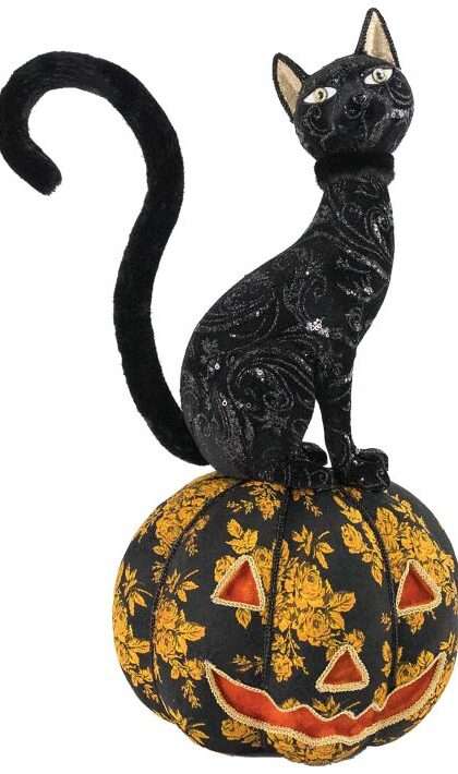 Elegant Black Cat on Pumpkin 30.5 Inches - FREE SHIPPING