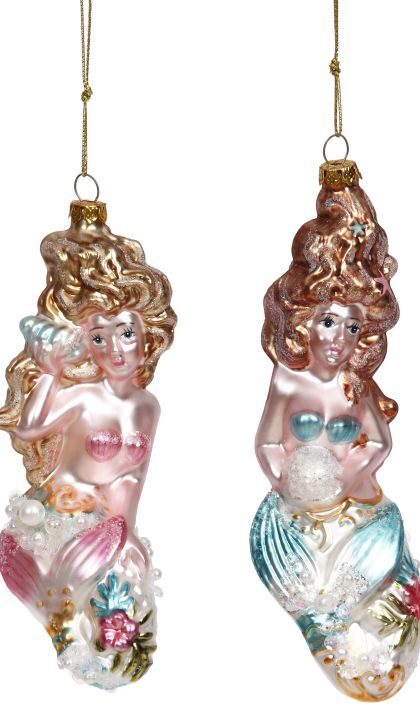 Pearl Mermaid Ornament, Assortment of 2 - 6 Inches, Set of 6