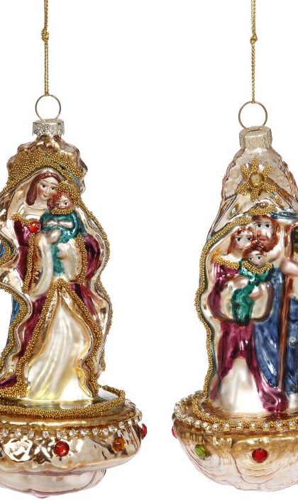 Holy Family Ornament, Assortment of 2 - 6 Inches, Set of 8