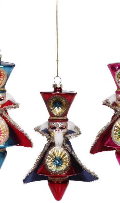 Nutcracker Finial Ornament,  - 7 Inches, Set of 3