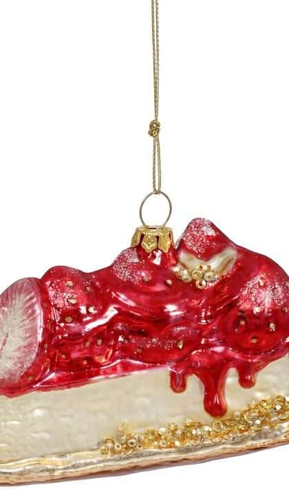 Strawberry Cake Ornament - 4 x 3 Inches, Set of 6