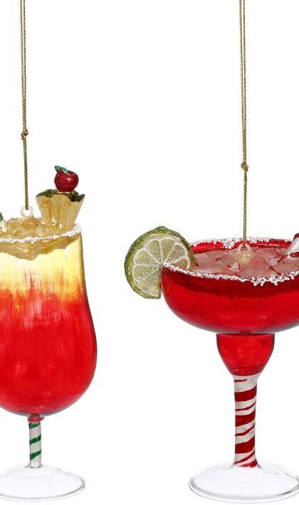 Martini and Cocktail Ornament, Assortment of 2 - 5 Inches, Set of 6