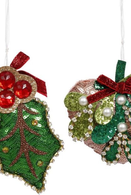 Holly Berry Ornament, Assortment of 2 - 4-5 Inches, Set of 12