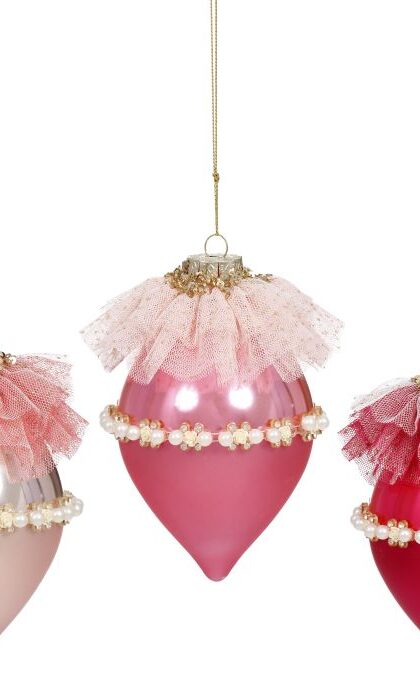 Top Lace Finial Ornament, Assortment of 3, Set of 6