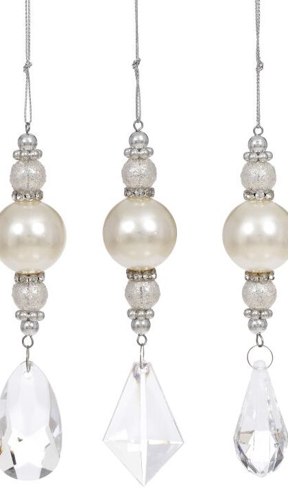 Pearl Dangle Ornament, Assortment of 3 - 5 Inches, Set of 12