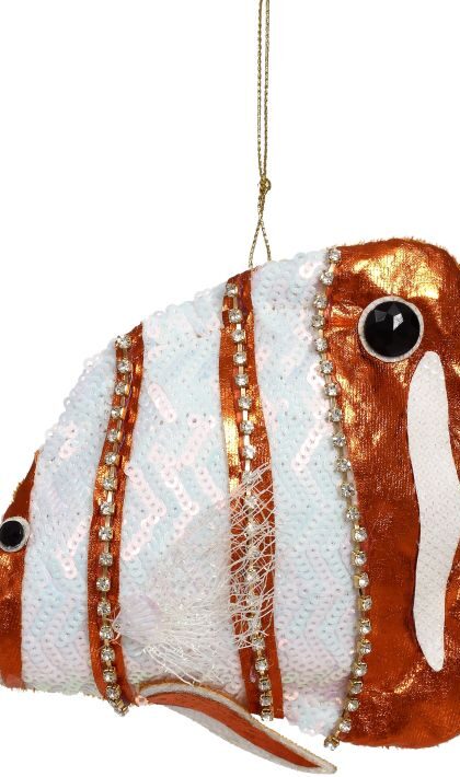 Stripe Fish Ornament - 6.5 x 4 Inches, Set of 12