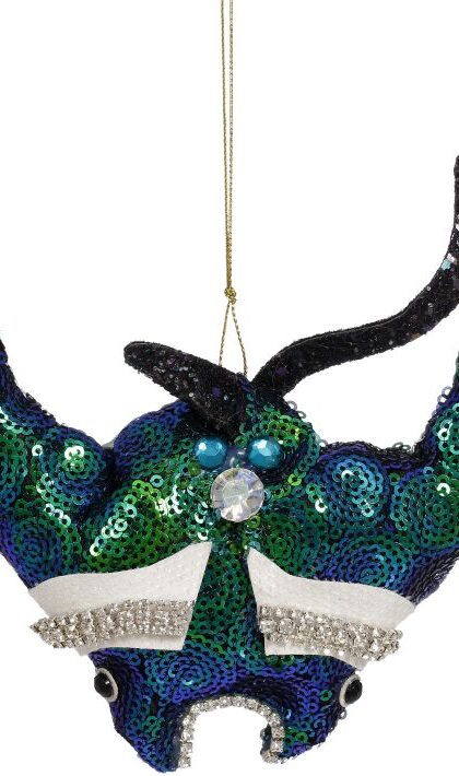 Blue Manta Ray Ornament - 6 x 5 Inches, Set of 12