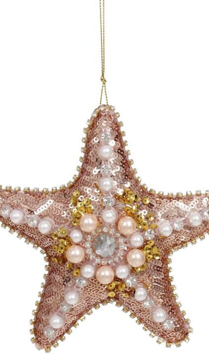 Pearlized Starfish Ornament - 5 Inches, Set of 12