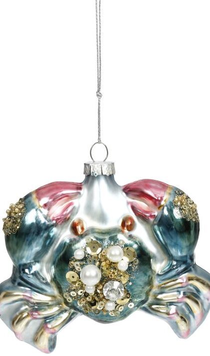 Jeweled Crab Ornament - 3.5 Inches, Set of 12