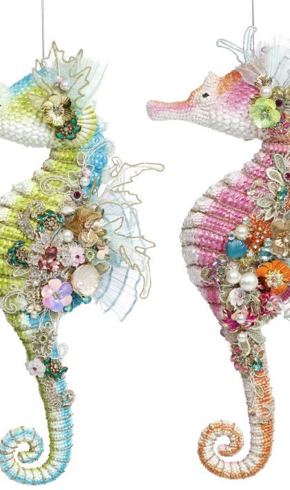 Jeweled Seahorse Ornament, Set of 2- 17 Inches