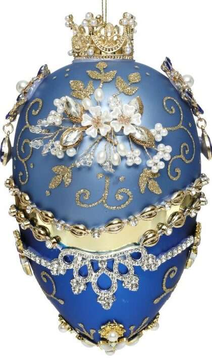 Faberge Jewel Egg Ornament , Blue - 7.5 Inches, 36-54340,  (*Free Shipping)