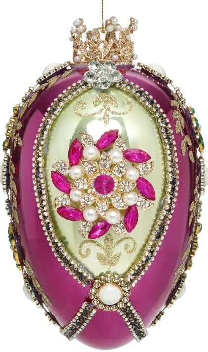Faberge Jewel Egg Ornament , Green/Purple-  7 Inches, 36-54344,  (*Free Shipping)