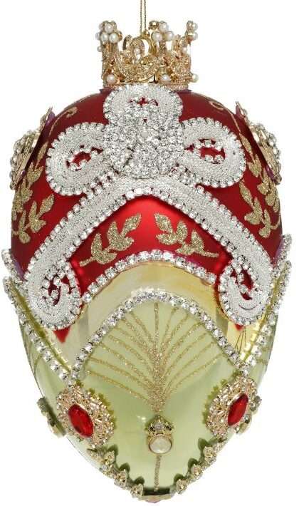 Faberge Jewel Egg Ornament , Green/Red  - 7 Inches, 36-54346,  (*Free Shipping)