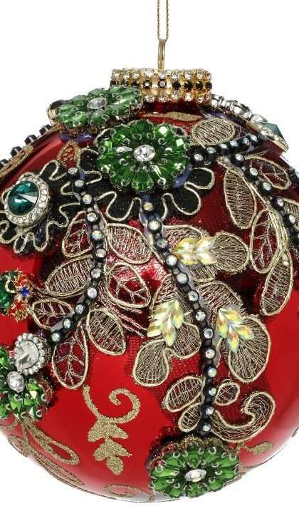 Kings Jewel Ball Ornament, Red - 5 Inches, 36-54354,  (*Free Shipping)
