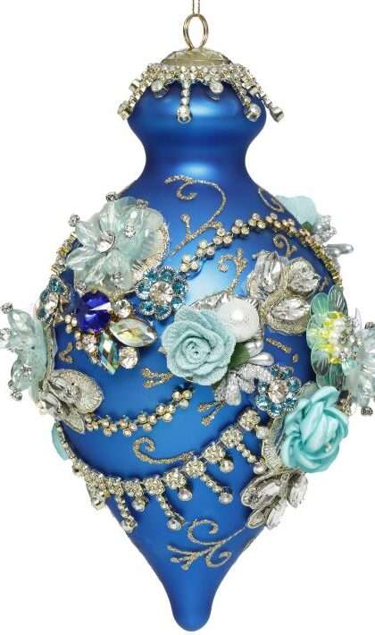 Kings Jewel Fancy Finial Ornament, Blue - 9 Inches, 36-54362,  (*Free Shipping)