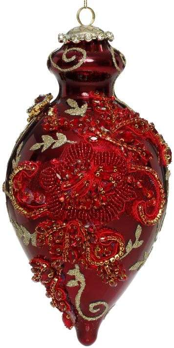 Kings Jewel Fancy Finial Ornament, Red - 9 Inches, 36-54364,  (*Free Shipping)