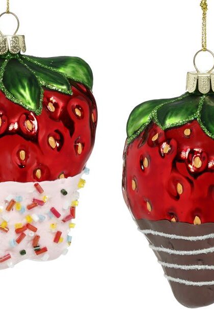 Sweet Strawberry Ornament, Set of 3 - 4 Inches