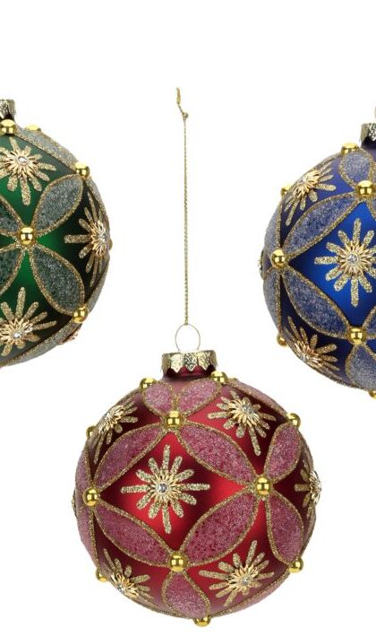 Elegant Ball Ornament, Set of 3 - 4 Inches