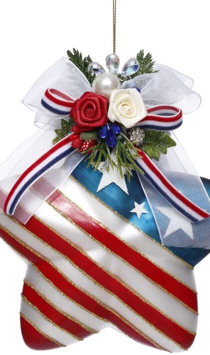 Stars and Stripes Star Ornament 6 Inches - FREE SHIPPING